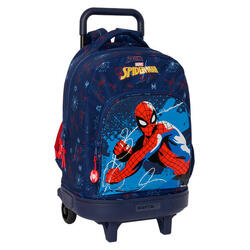 Mochila Escolar con Ruedas Spider-Man Neon Azul marino