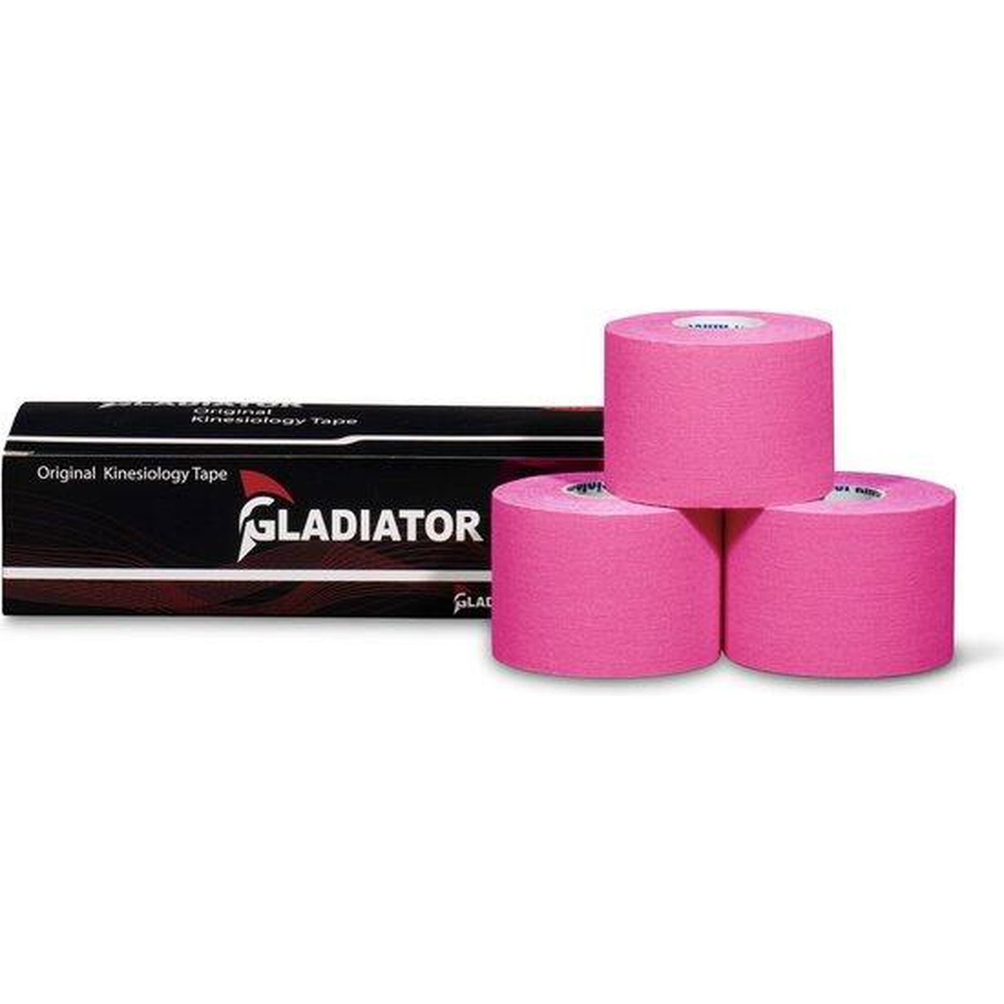 Waterbestendige en elastische kinesiotape roze 3 rollen