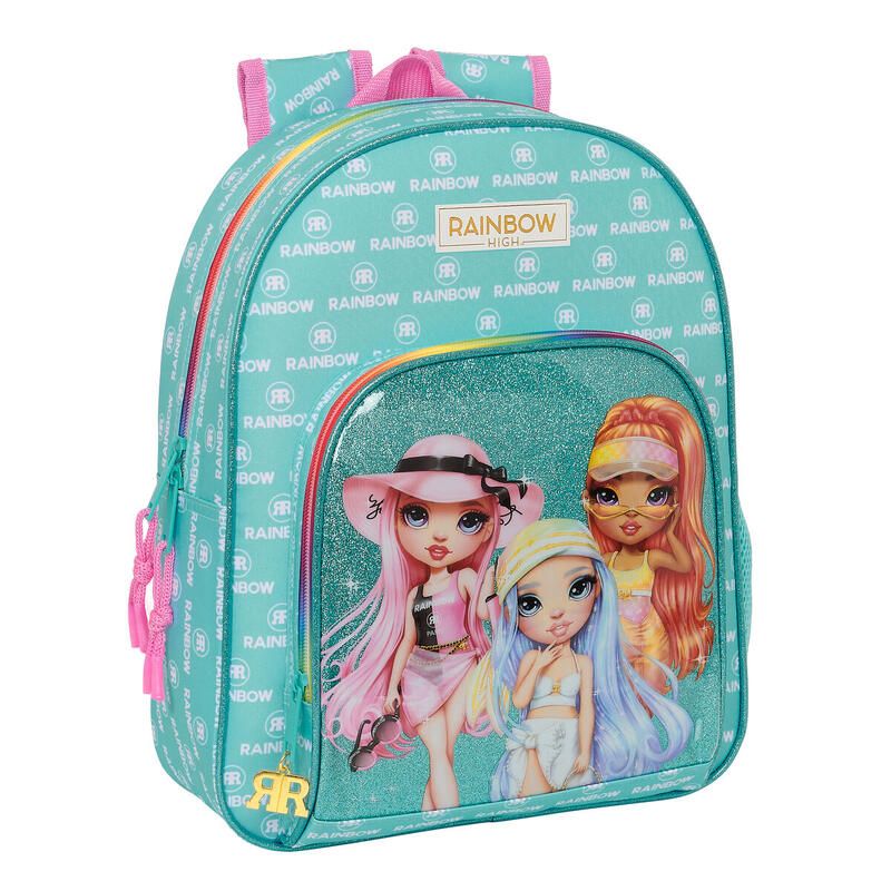 Mochila Escolar Rainbow High Paradise Turquesa