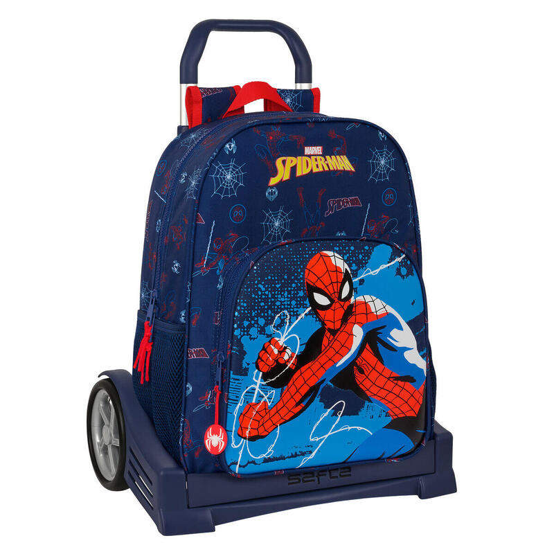 Mochila Escolar con Ruedas Spider-Man Neon Azul marino