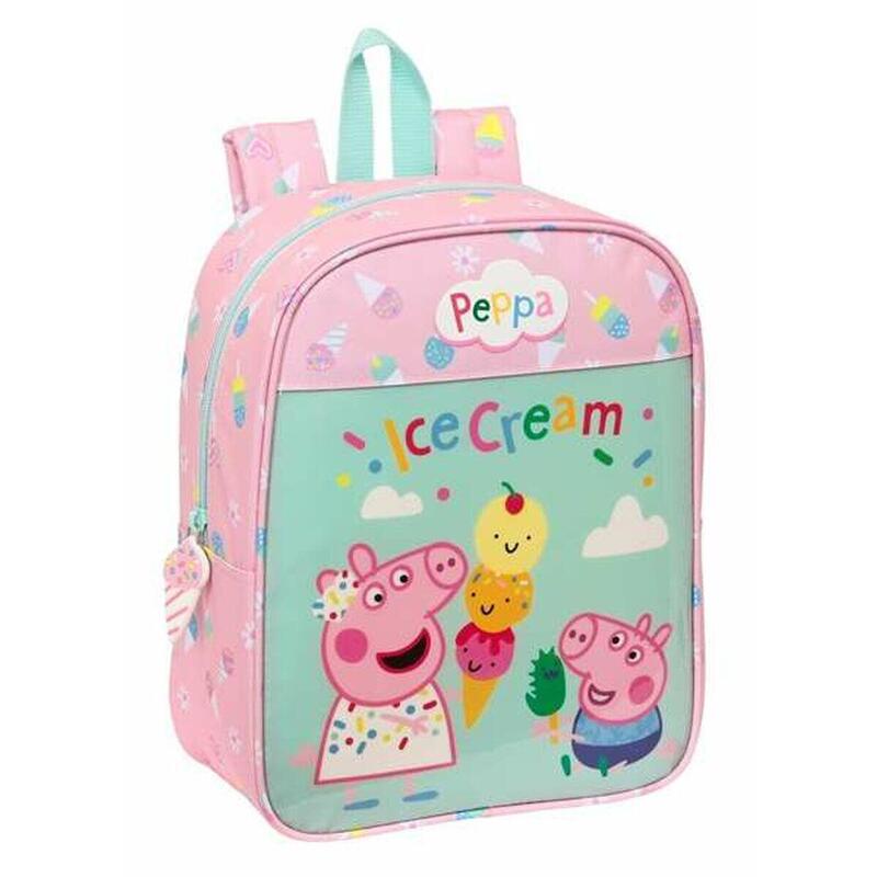 Mochila Escolar Peppa Pig Ice cream Verde