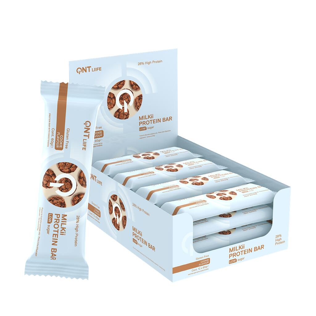 QNT LIIFE - Milkii Protein Bar - Low Sugar - Cookie - 12 x 60g