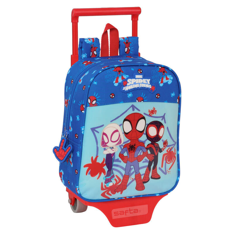 Mochila Escolar con Ruedas Spidey Azul