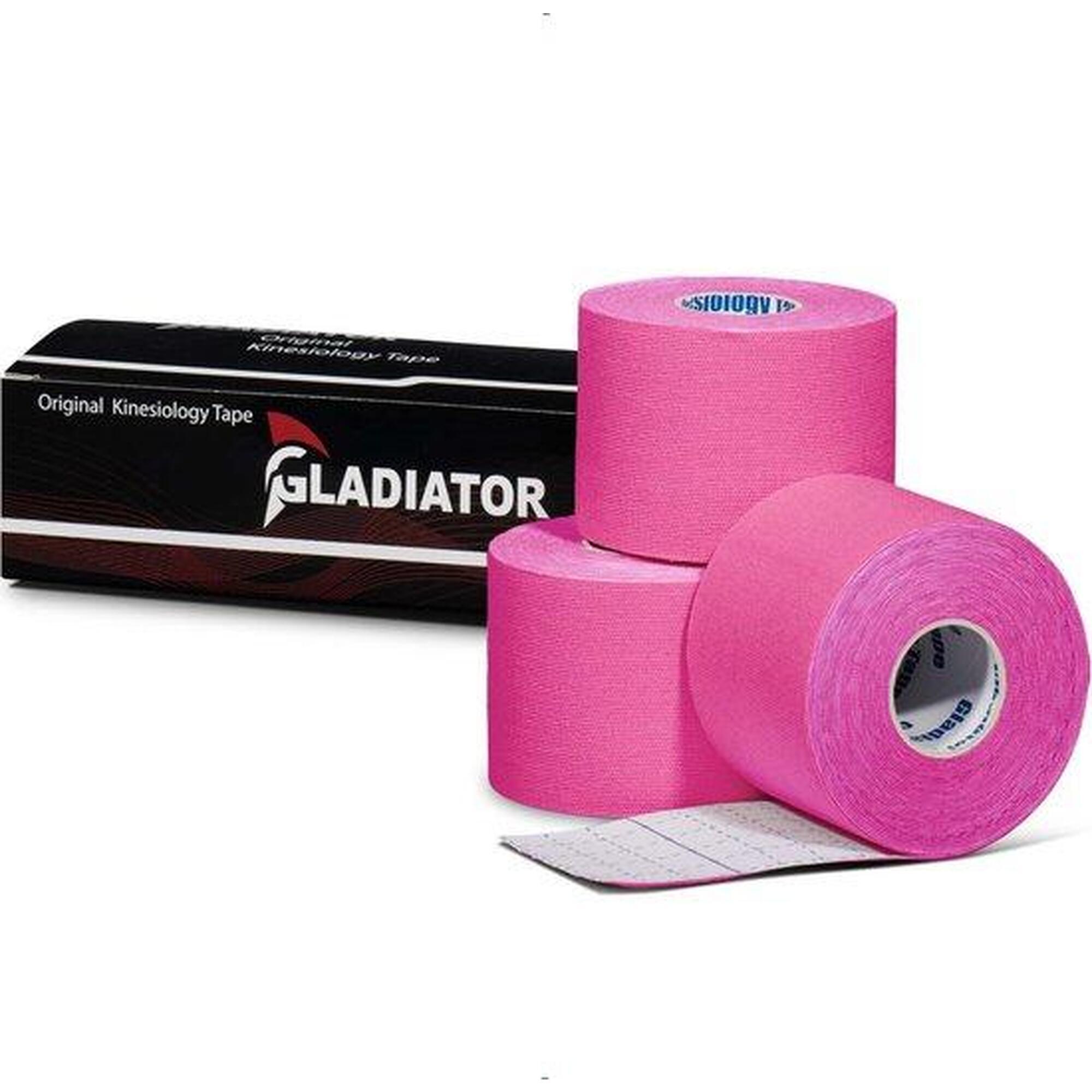 Waterbestendige en elastische kinesiotape roze 3 rollen