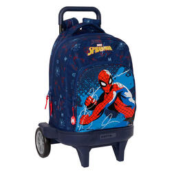 Mochila Escolar con Ruedas Spider-Man Neon Azul marino