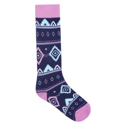 Chaussettes De Ski Motif/style Festif Enfant (Rose Pâle / Denim Sombre)