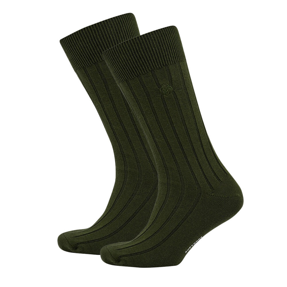 SUPERDRY Core Rib Sock, Calzini da Uomo a Costine Verdi 2/2