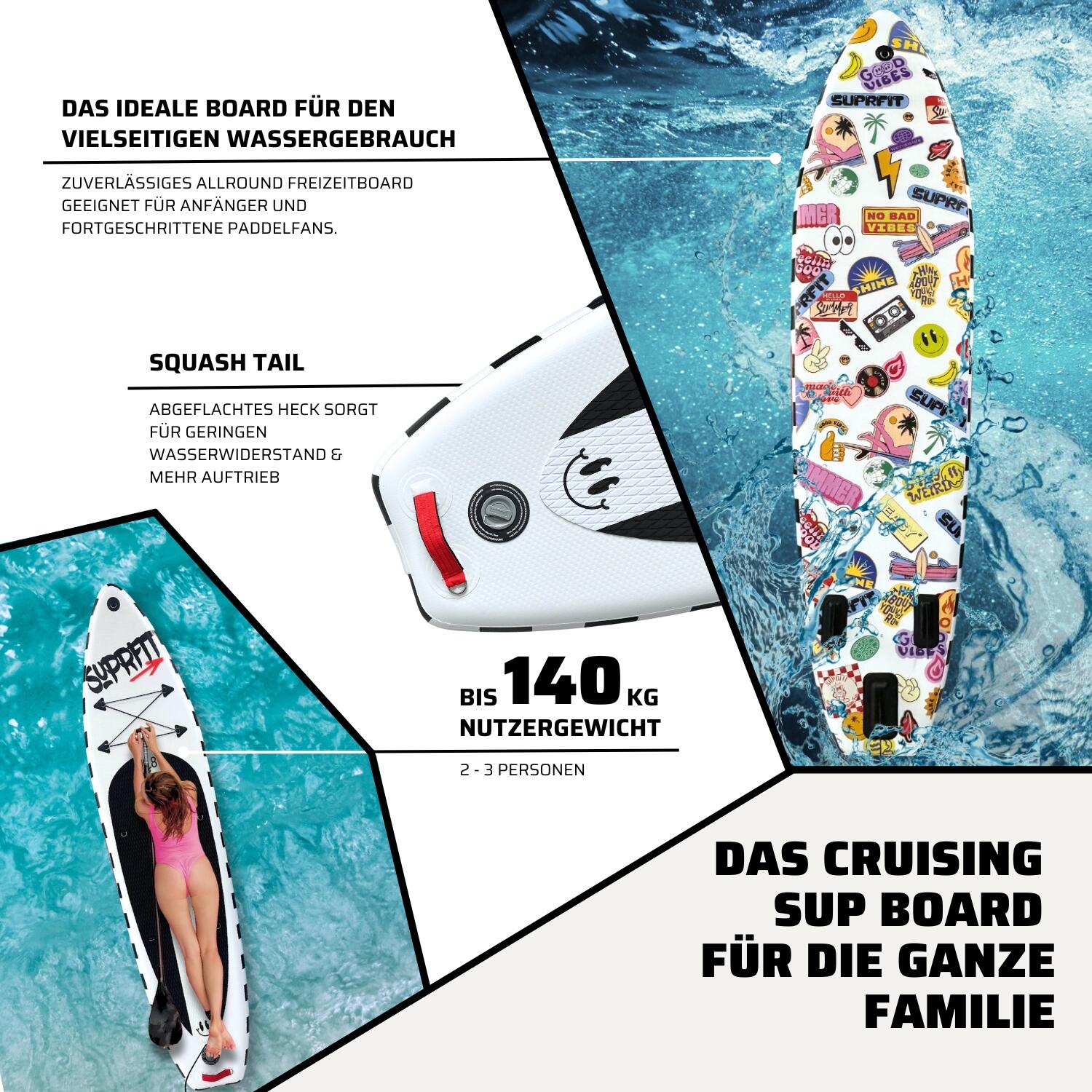 Suprfit SUP Board Set Stickers White inkl. Sitz und Kajak Paddle 2/7