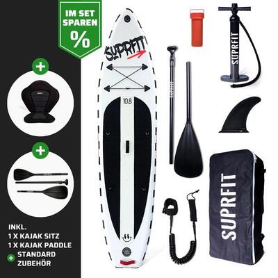 Suprfit SUP Board Set Stickers White inkl. Sitz und Kajak Paddle