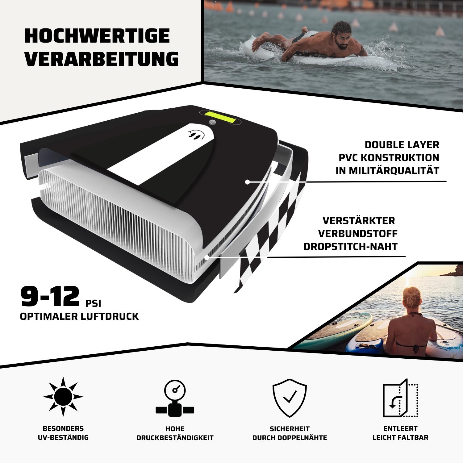 Suprfit SUP Board Set Stickers White inkl. Sitz und Kajak Paddle 5/7
