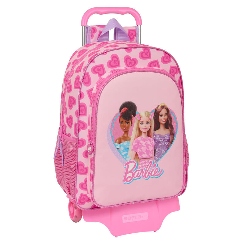 Mochila Escolar con Ruedas Barbie Love Rosa