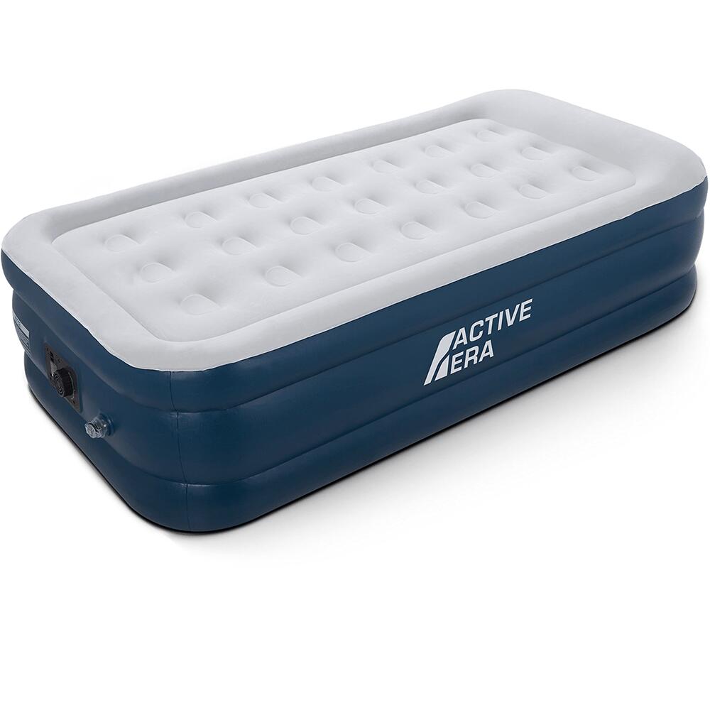 Colchão insuflável individual premium – cinzento/azul marinho
