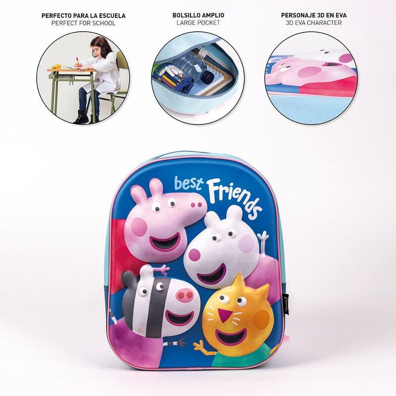 Mochila Infantil 3D Peppa Pig Azul