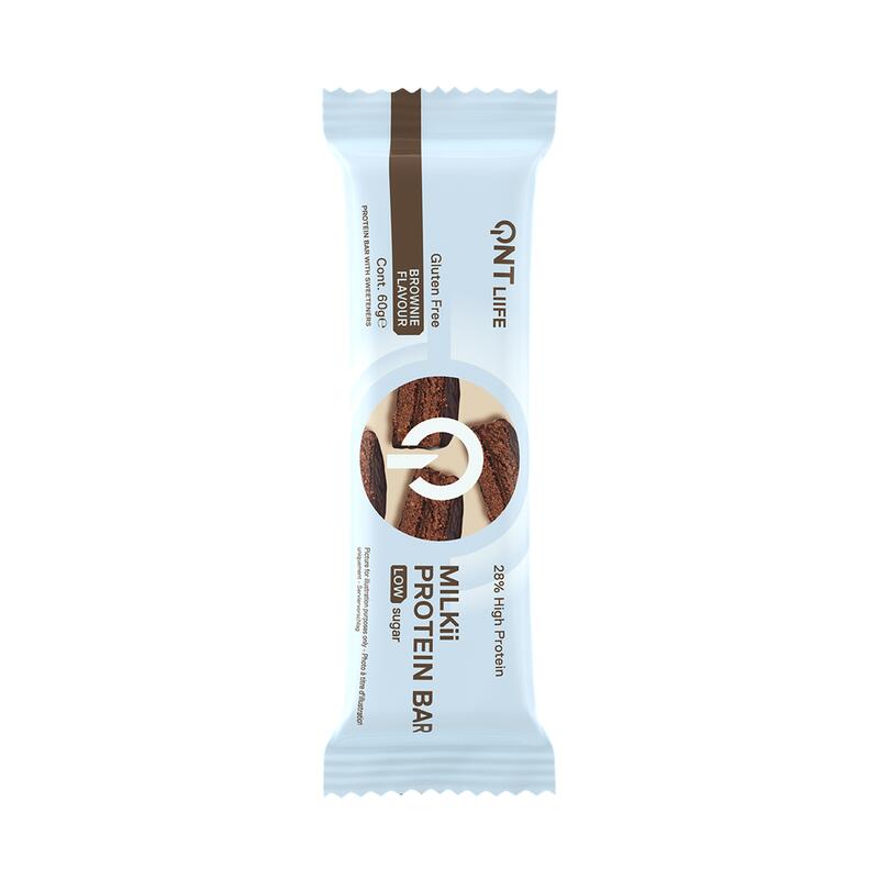 QNT LIIFE - Milkii Protein Bar - Faible teneur en sucre - Brownie - 12 x 60g