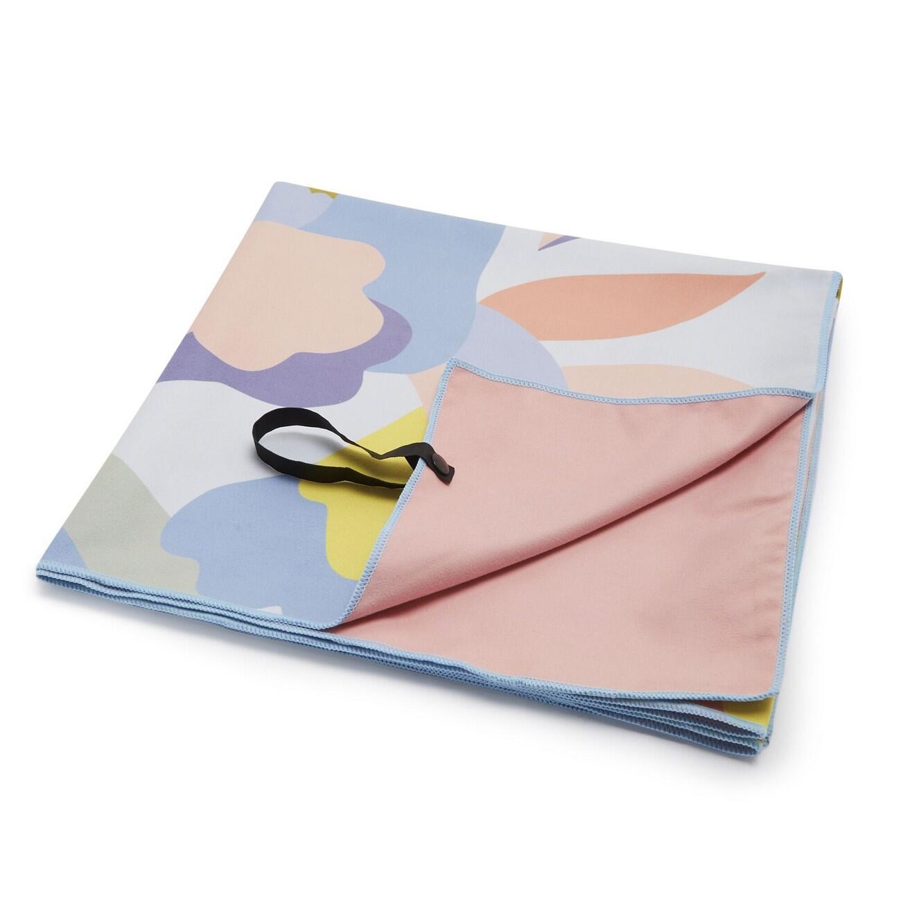 Abstract Floral Microfibre Beach Towel (Blue/Pink) 3/4