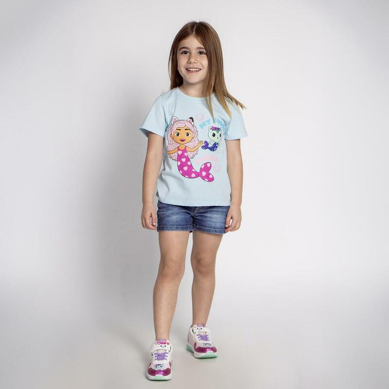 Camiseta de Manga Corta Infantil Gabby's Dollhouse Turquesa