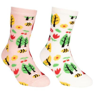 Tuinsokken voor kinderen (set van 2) (crème/lichtroze)