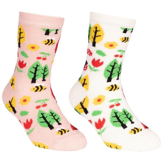 Chaussettes GARDEN Enfant (Blanc Cassé / Rose Clair)