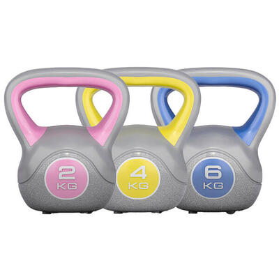 Kettlebells - kunststof trendy - 2, 4 & 6 kg - set van 3