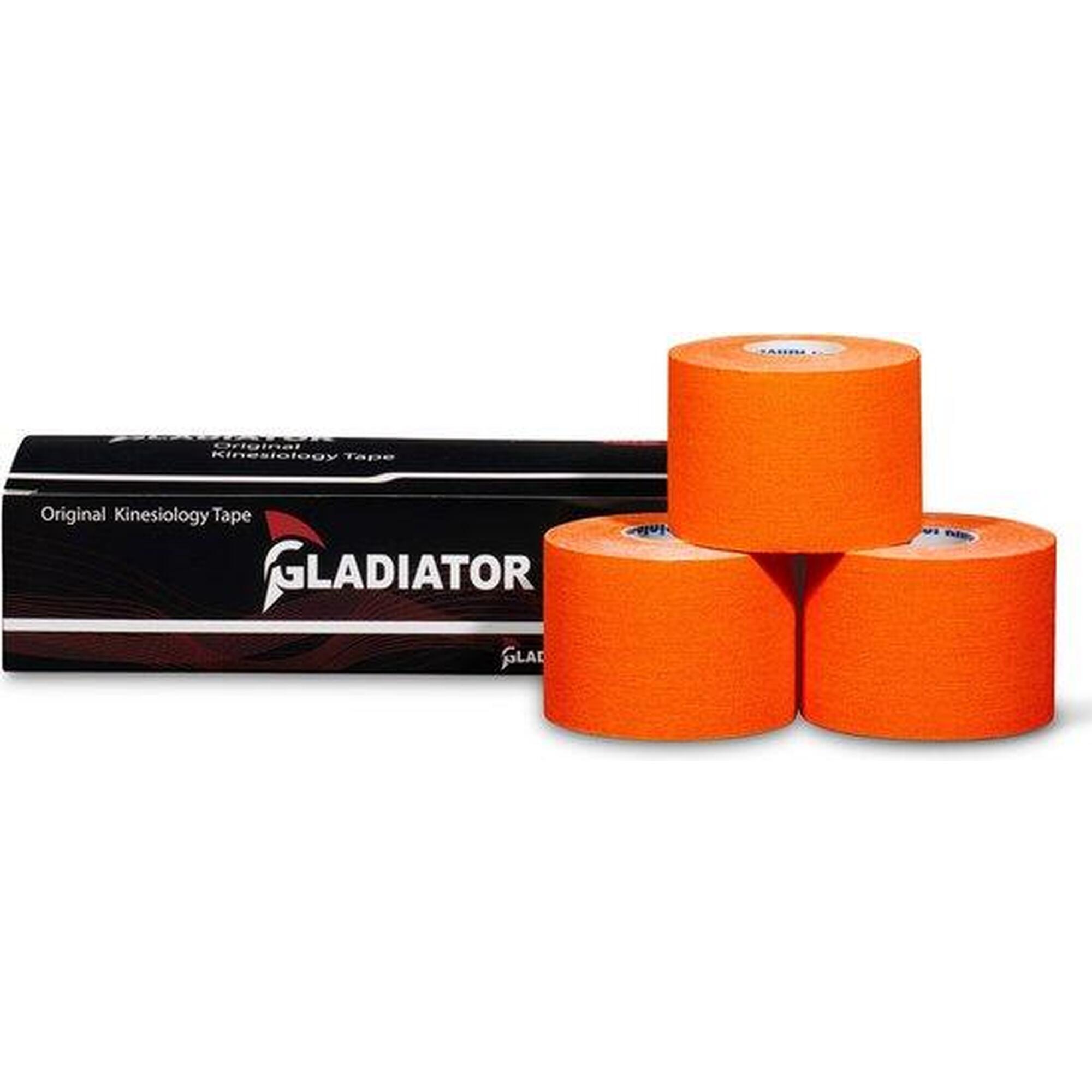 Waterbestendige en elastische kinesiotape oranje 3 rollen