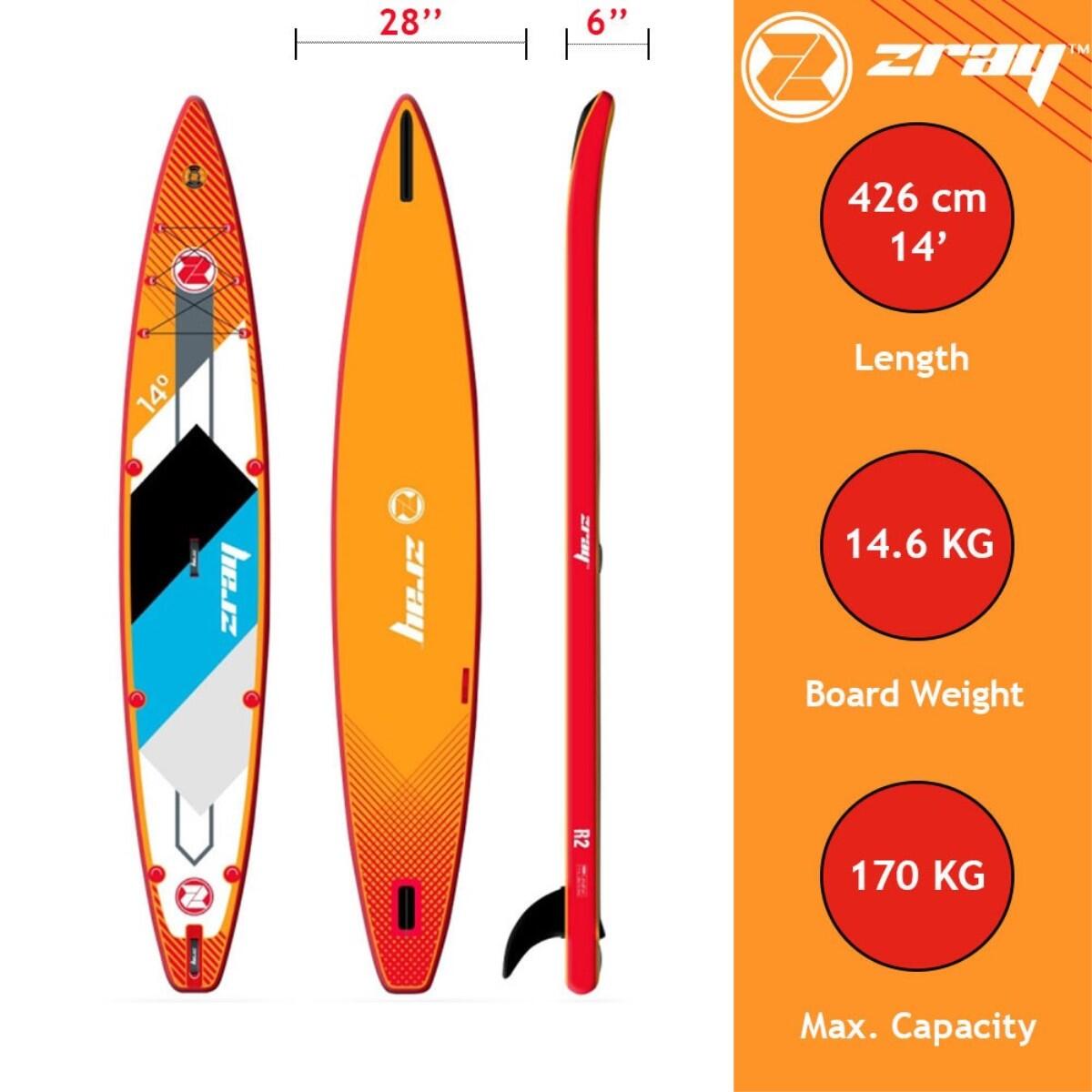 Stand Up Paddle Aufblasbar ZRAY RAPID R2 Dropstitch 426x71x15cm 14'x30 "x6" 3/7