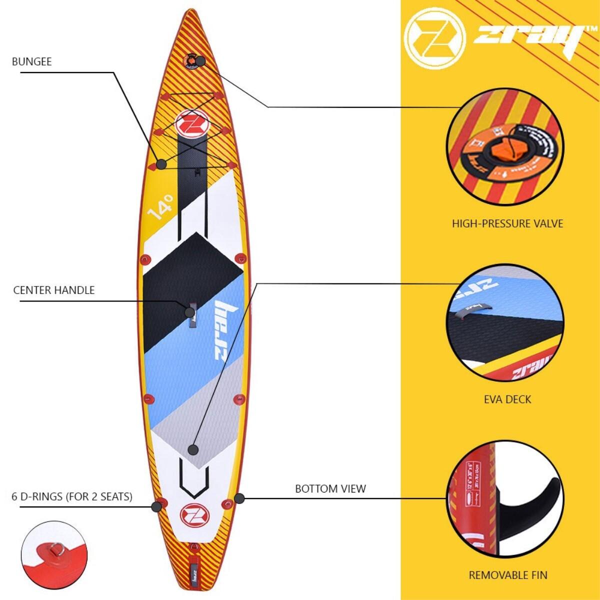 Stand Up Paddle Aufblasbar ZRAY RAPID R2 Dropstitch 426x71x15cm 14'x30 "x6" 2/7