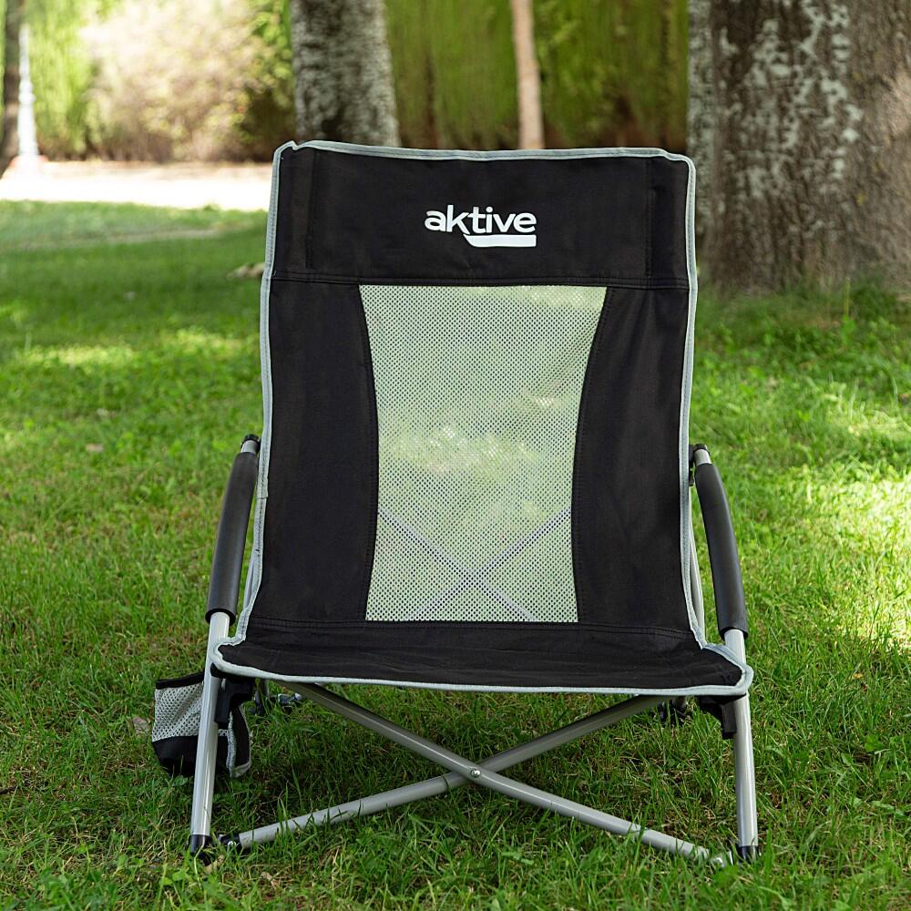 Aktive Sedia pieghevole 50x51x67 cm bassa e traspirante, sedia da campeggio nera 7/7