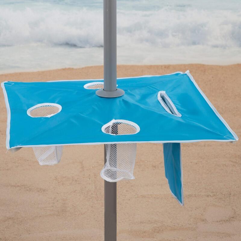 Aktive Sombrilla playa grande inclinable 210 cm UV50 azul c/mesa