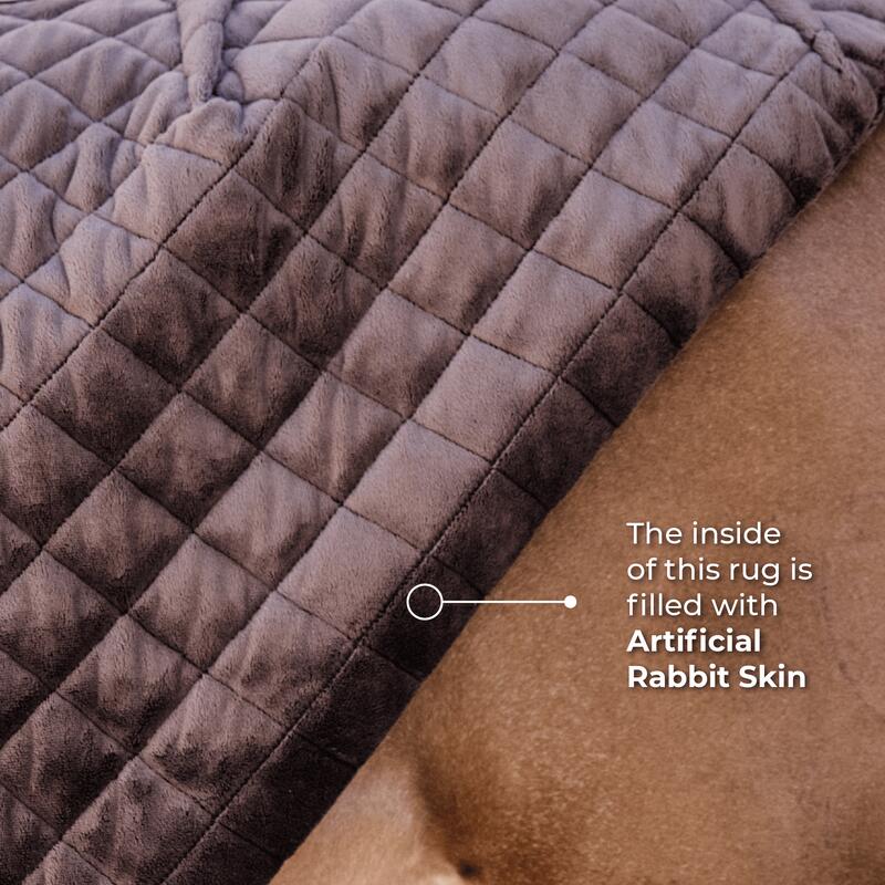 Couverture d’écurie - 600D - 130 cm / 6'0 - Fourrure de lapin vegan - Noir