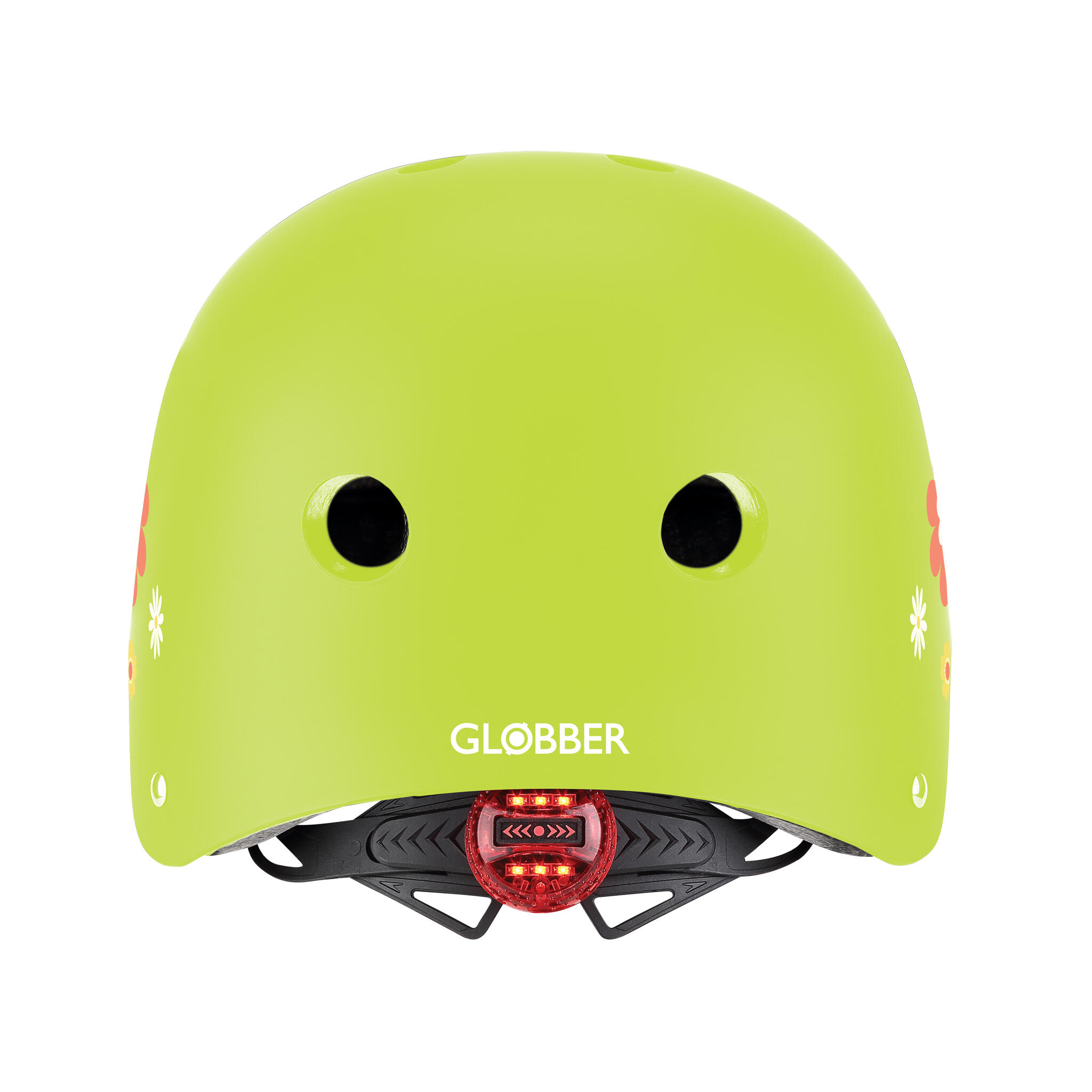 Casco Globber Elite Lights XS-S lima verde flores, ABS, LED 3/7