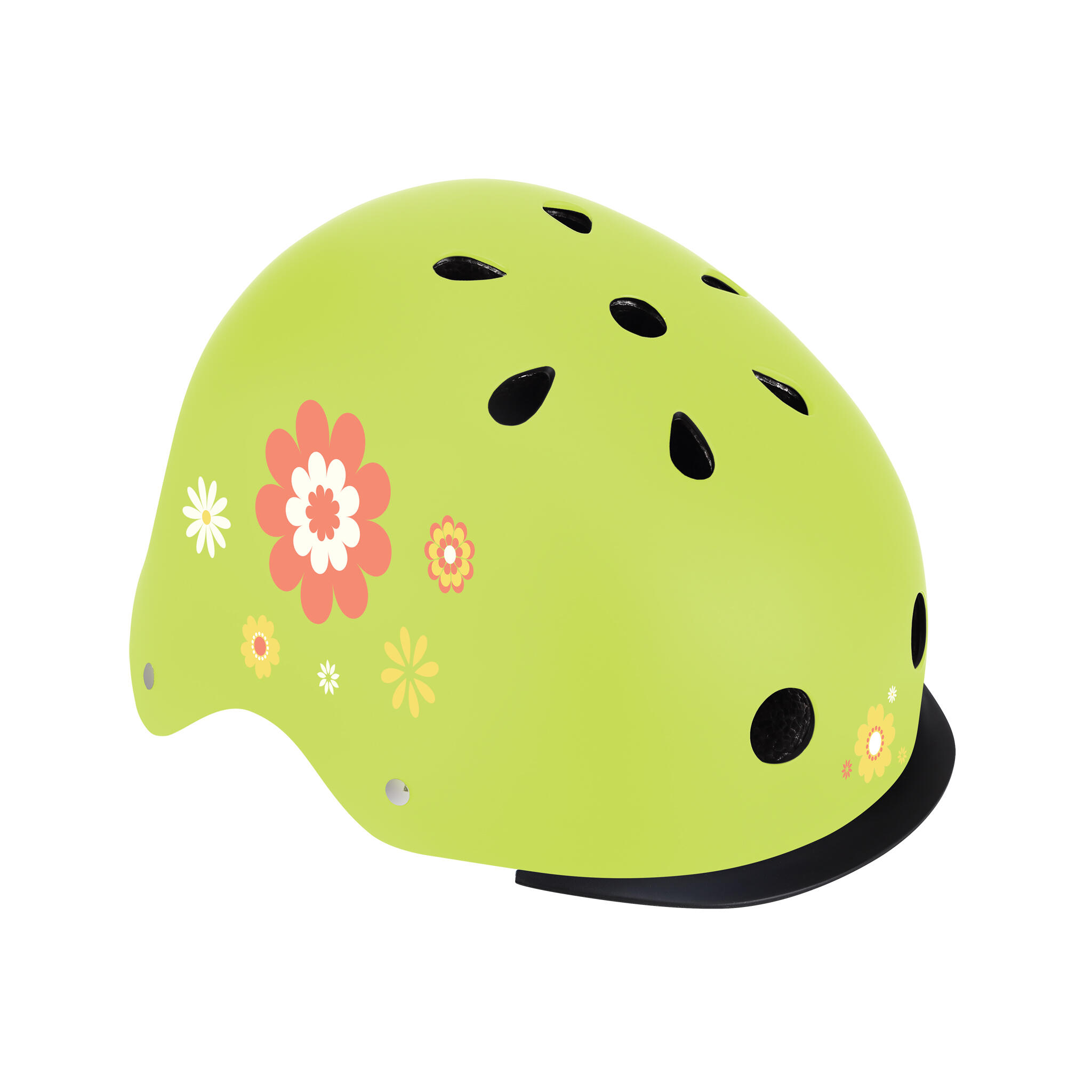 Casco Globber Elite Lights XS-S lima verde flores, ABS, LED 2/7