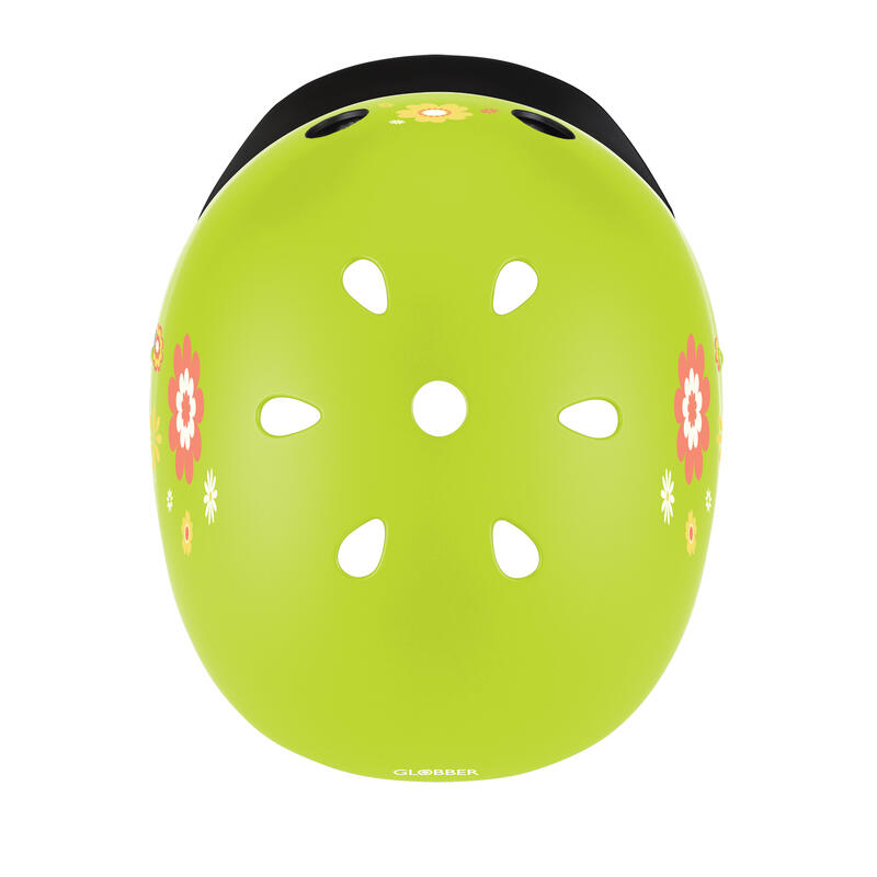 Globber | KinderCasque | Elite Lights | XS-S | Lime vert flowers