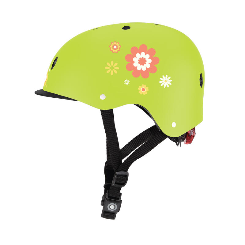 Globber | KinderCasque | Elite Lights | XS-S | Lime vert flowers