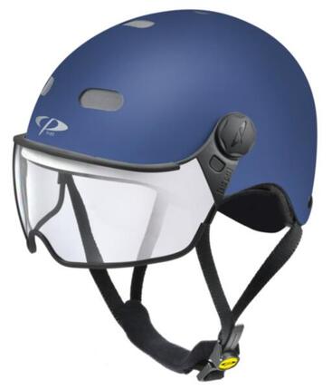 Carachillo Urban Fahrradhelm mit Visier (clear) blue soft touch Unisex