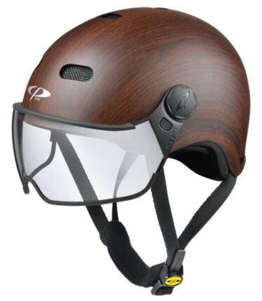 Carachillo Urban Fahrradhelm mit Visier (clear) cubic wood soft touch Unisex