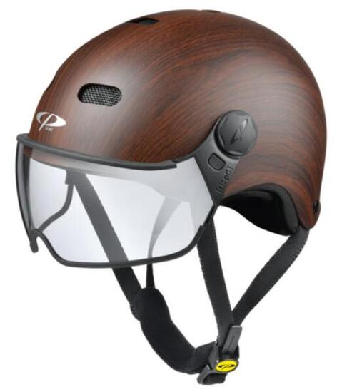 Carachillo Urban Fahrradhelm mit Visier (clear) cubic wood soft touch Unisex
