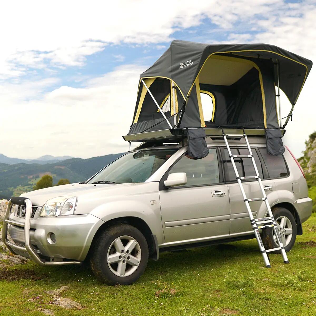 Tente de toit T1000 Beige NATURCAMPER pour voiture, SUV, 4x4 ou van 3/7