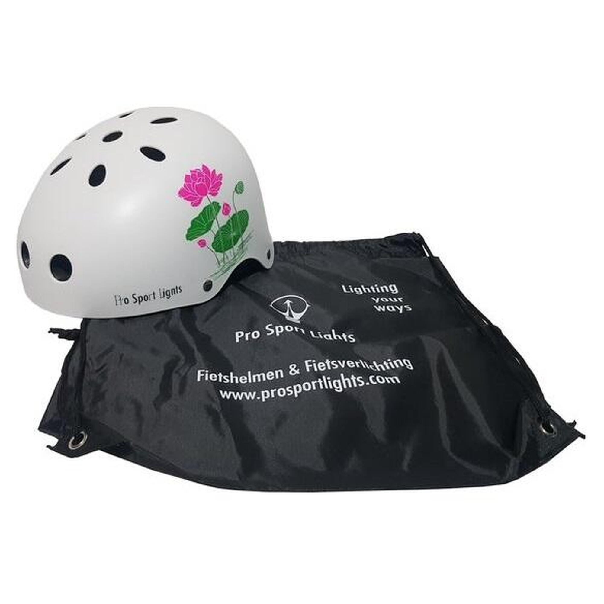 Casque de vélo pour enfants Skate - Blanc avec fleurs