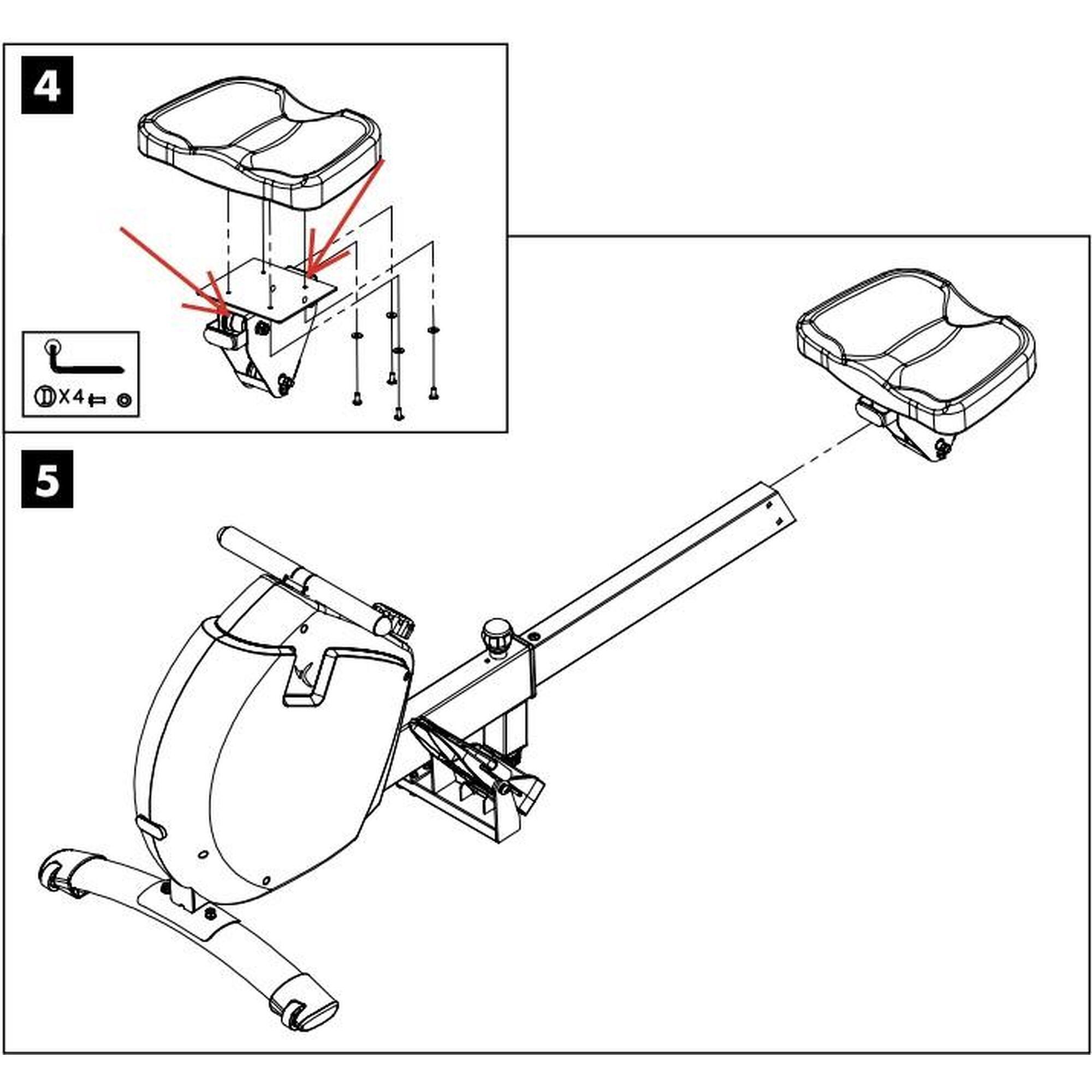 Paar hoge zadelwielen voor de Domyos RTC690 roeimachine