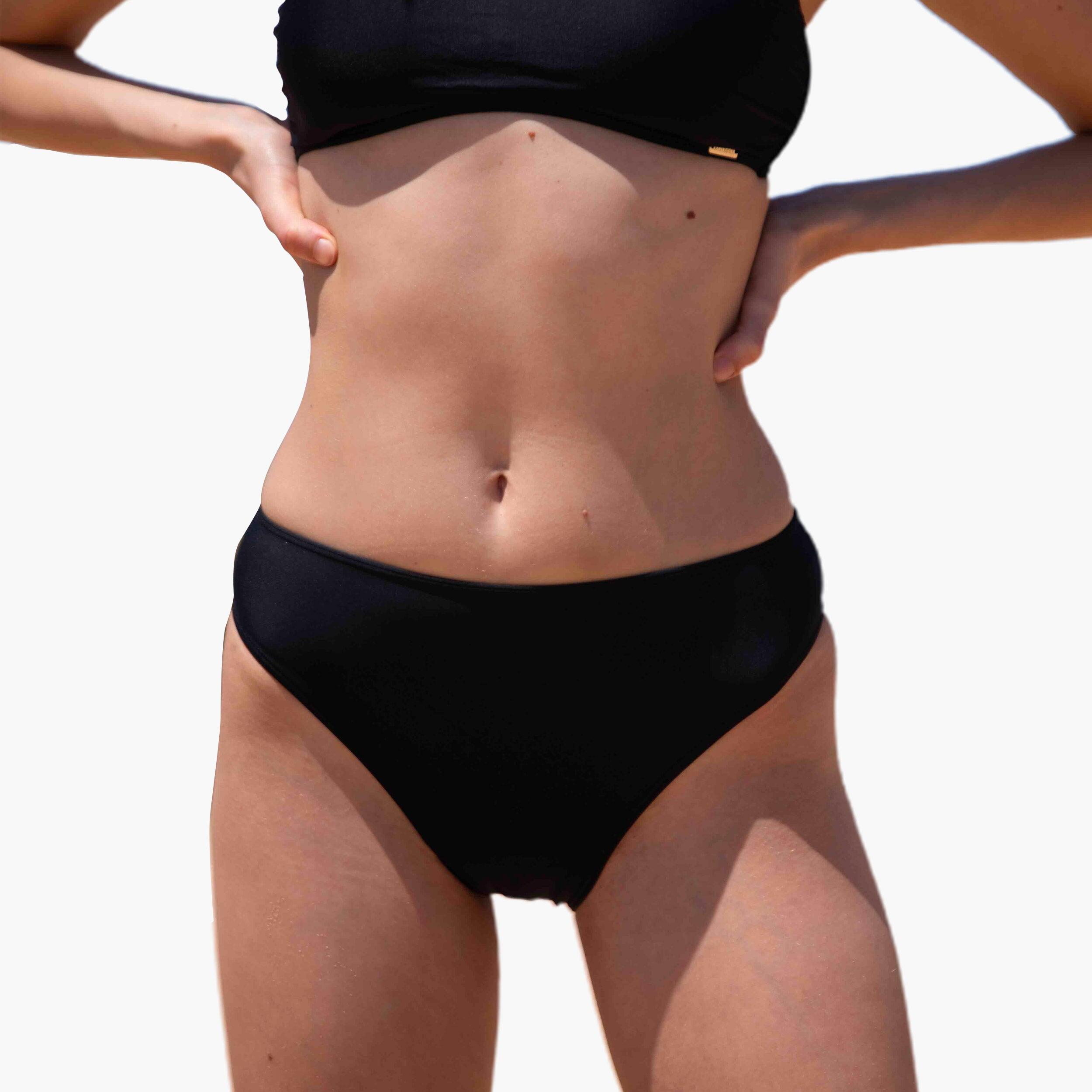 Réjeanne - Bas De Maillot De Bain Menstruel Culotte Mi-haute - Flux Léger - Nérée - Bas De Maillot De Bain - Noir - 44 L - Decathlon