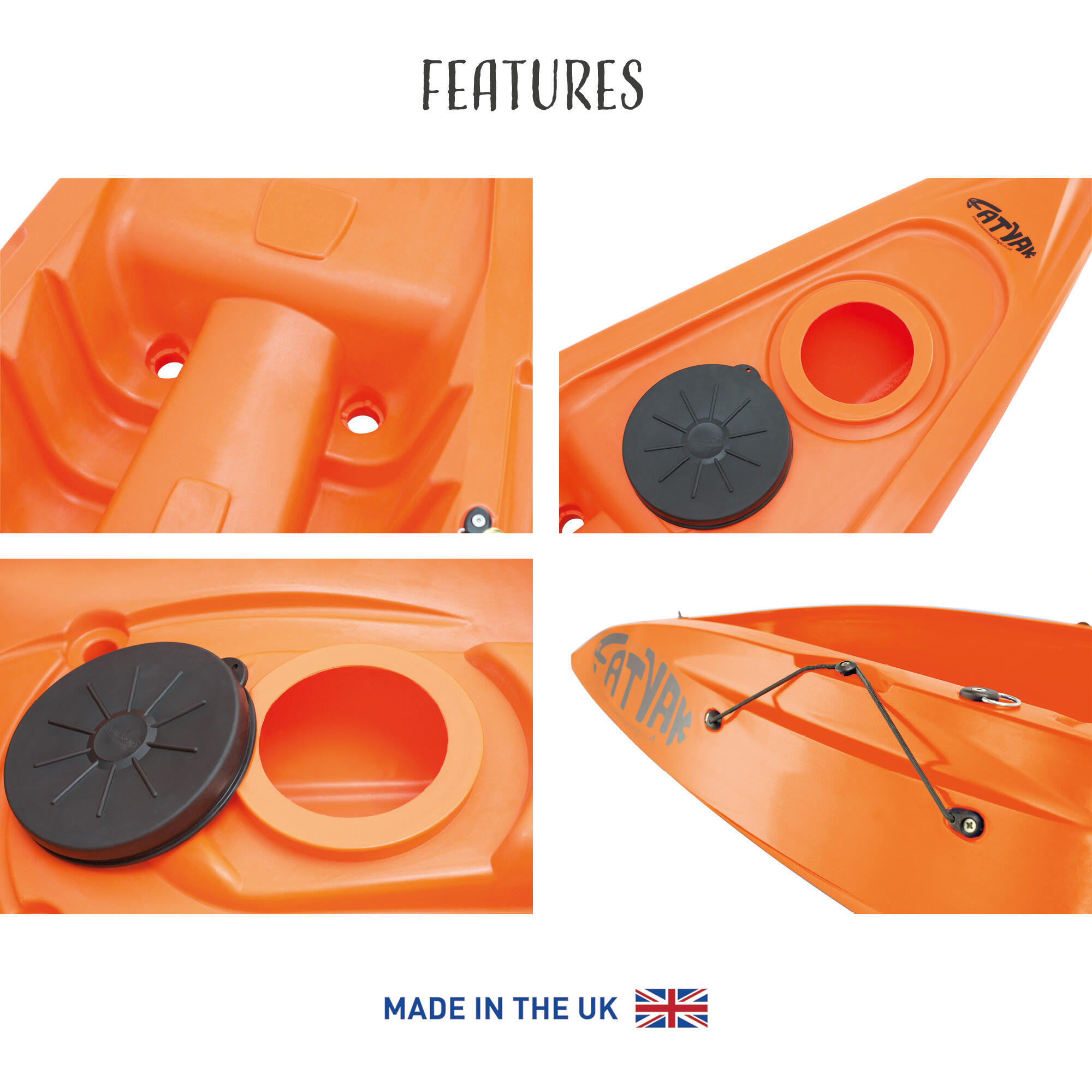 KAAFU 1-PERSON RIGID KAYAK PACKAGE - ORANGE 3/7