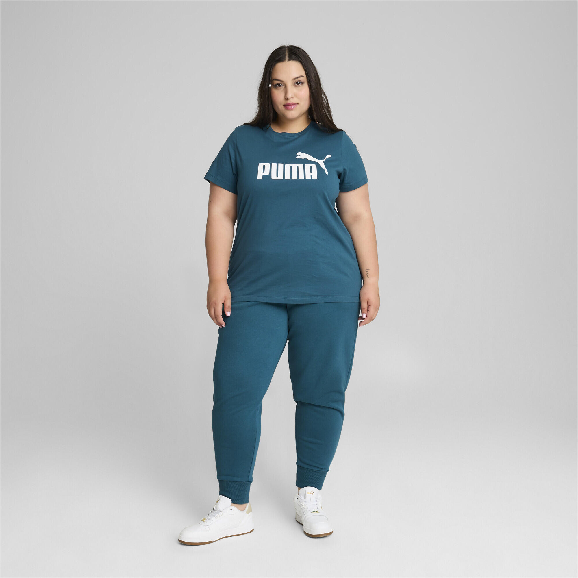 Essentials Logo T-Shirt Damen PUMA Cold Green 2/7