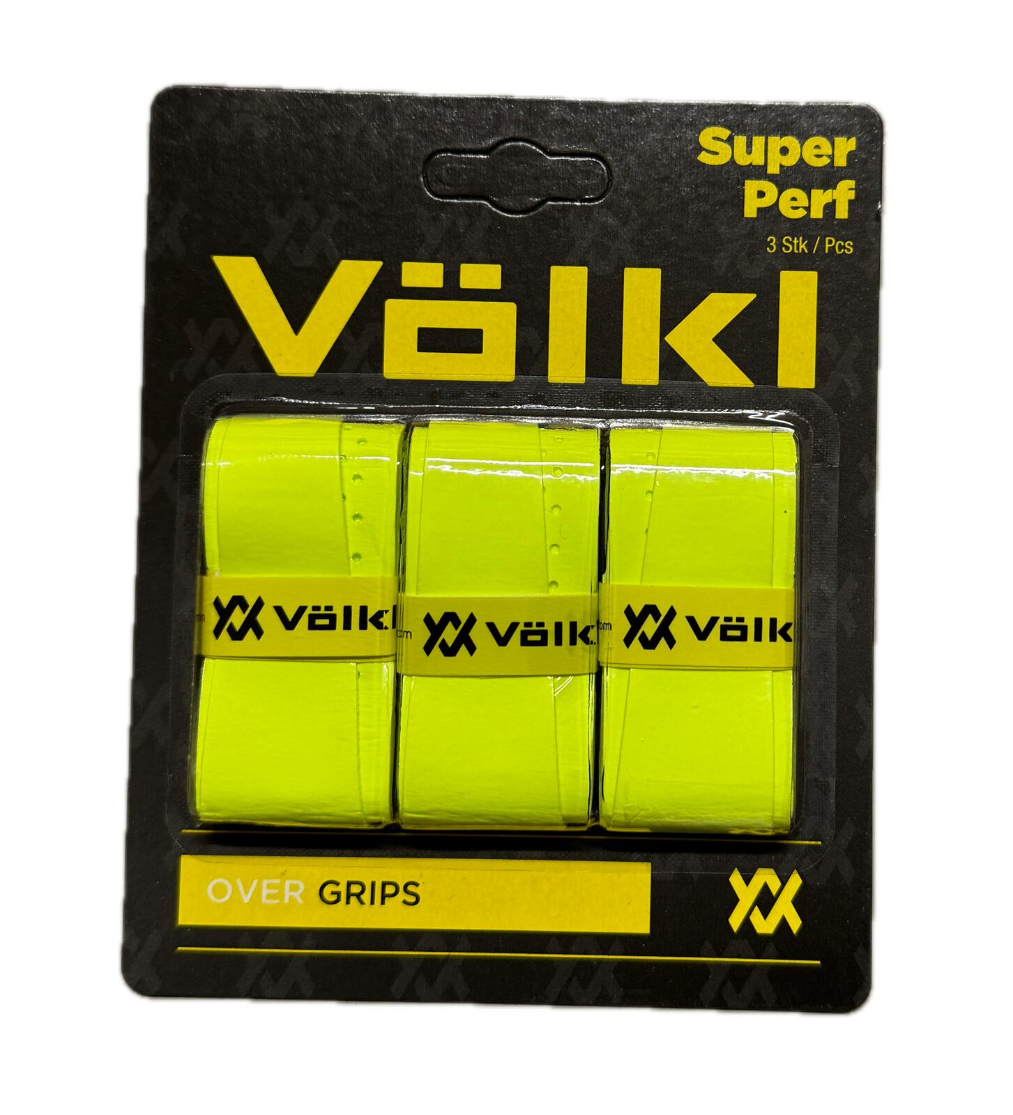 Volkl Super Perf Over Grip Neon Yellow Overgrip Tennis Squash Badminton - 3 Pack