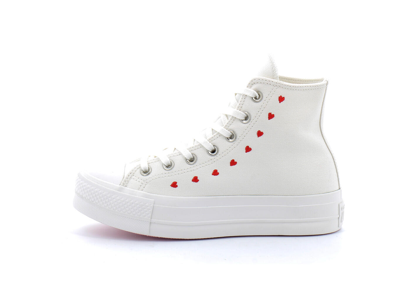Converse Chuck Taylor All-Star Lift Hi White Red 3/4