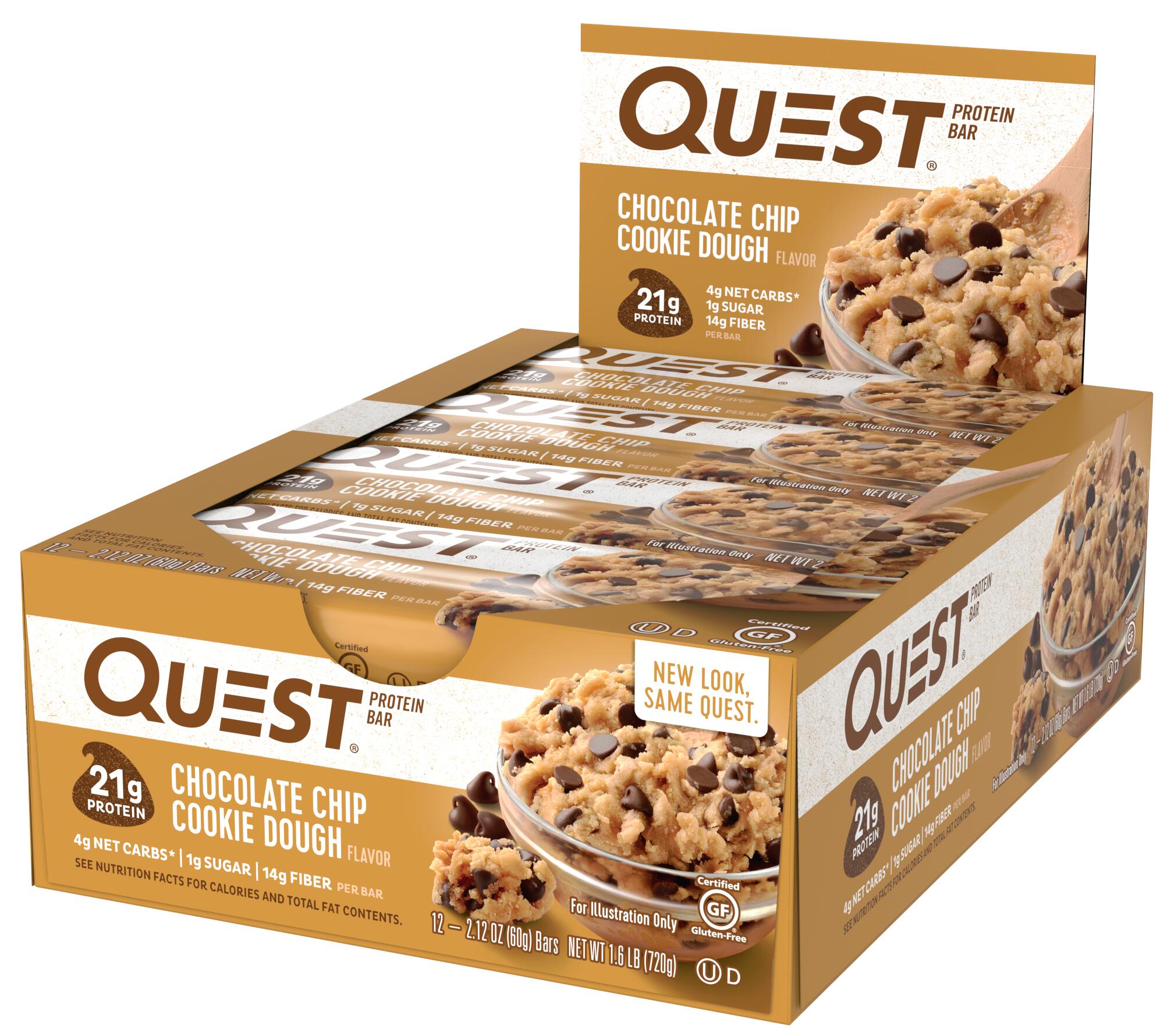 Barres protéinées - Quest Bar - Pâte à Biscuit Pépites de Chocolat Boite de 12 6/6