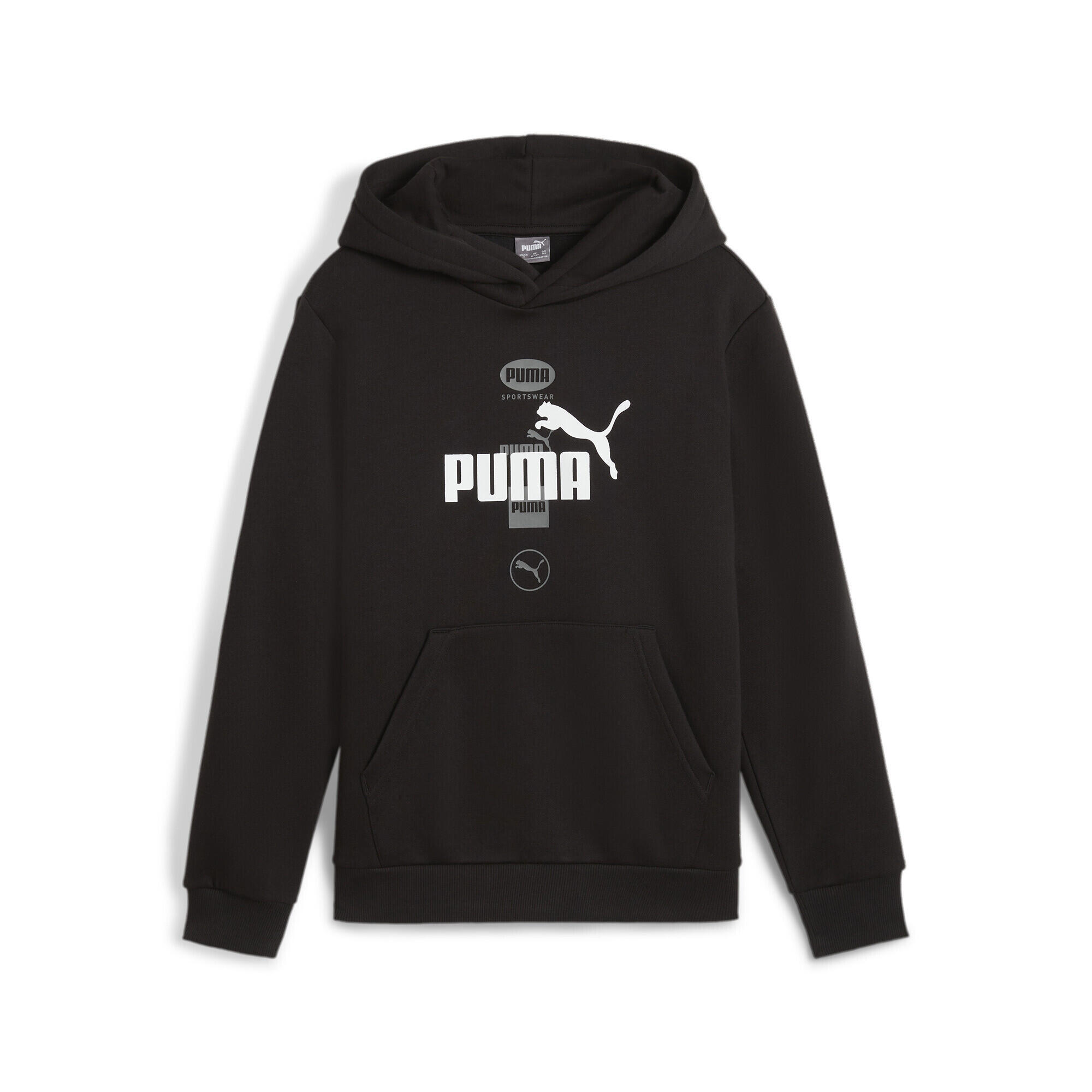 PUMA Grafická mikina s kapucí PUMA POWER Youth PUMA Black