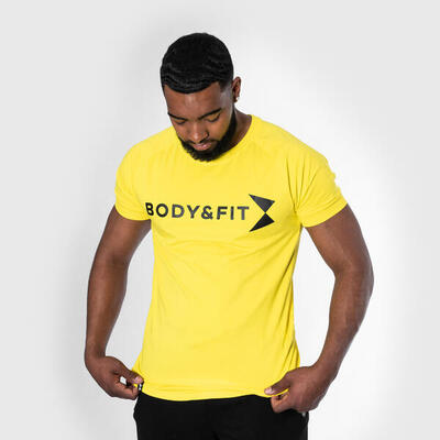 Essential relax t shirt - sportshirt heren – slim fit sport t-shirt – geel