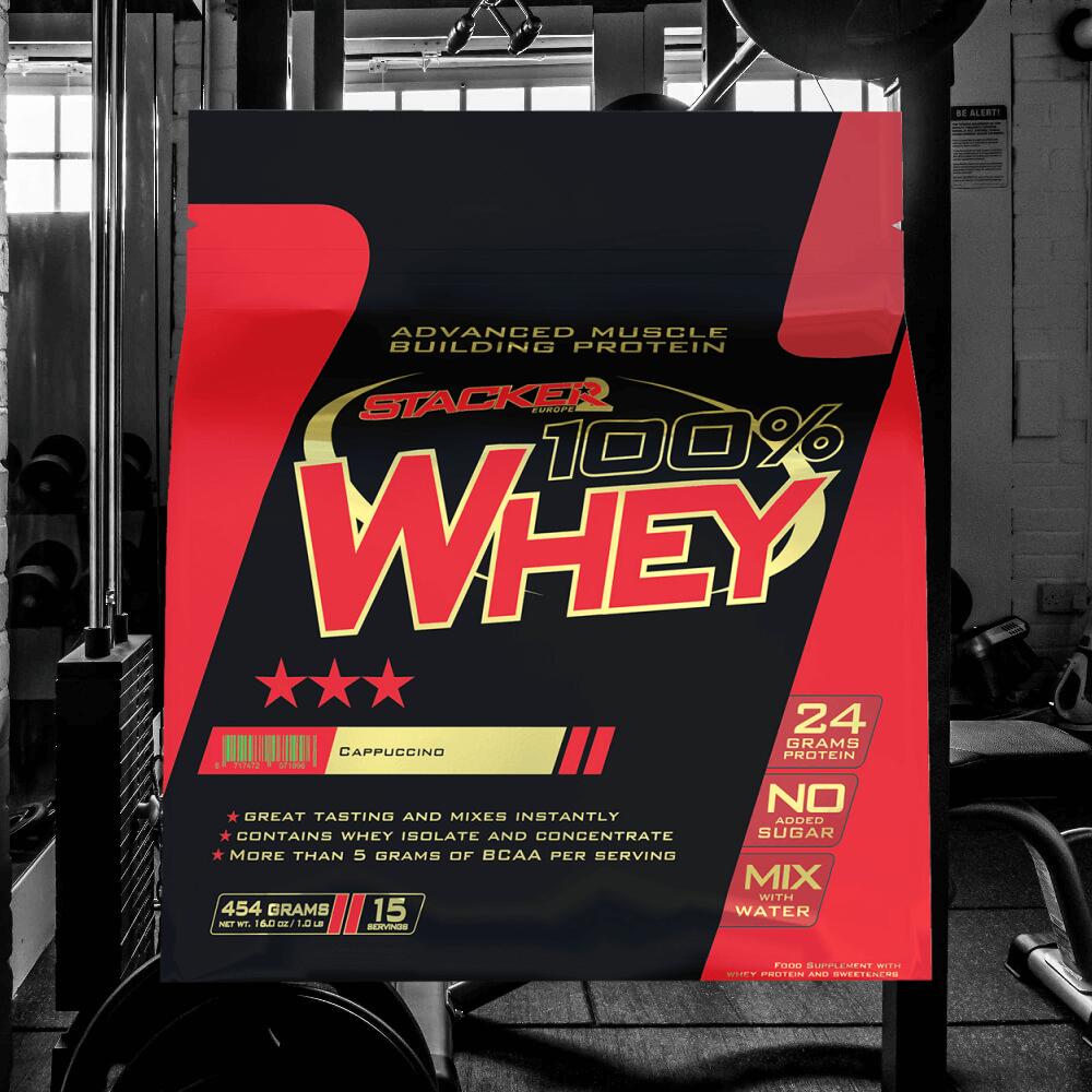 Stacker2 100% Whey (454g) Cappuccino - Protéines 2/3