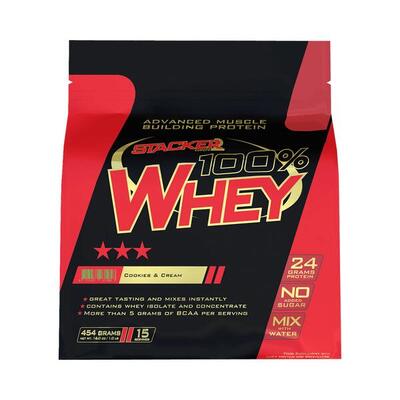 Stacker2 100% whey (454g) cookies & cream - eiwitten - wei-eiwit mix