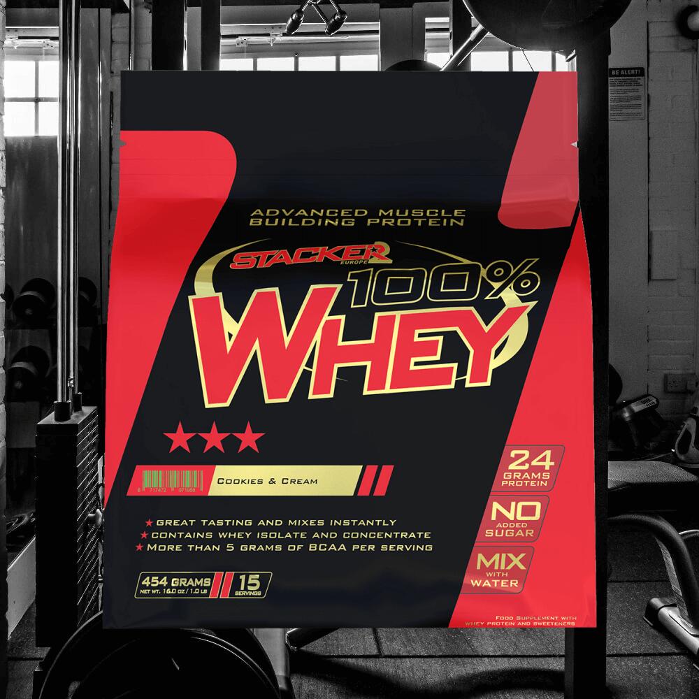 Stacker2 100% Whey (454g) Cookies & Cream - Protéines 2/3